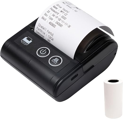 Portable Mini Thermal Receipt Printer USB & BT Connection 2 inches 57mm Wireless Printer High Speed with 1 Roll Paper Inside Compatible with iOS Android Windows for Restaurant Sales Retail Shop