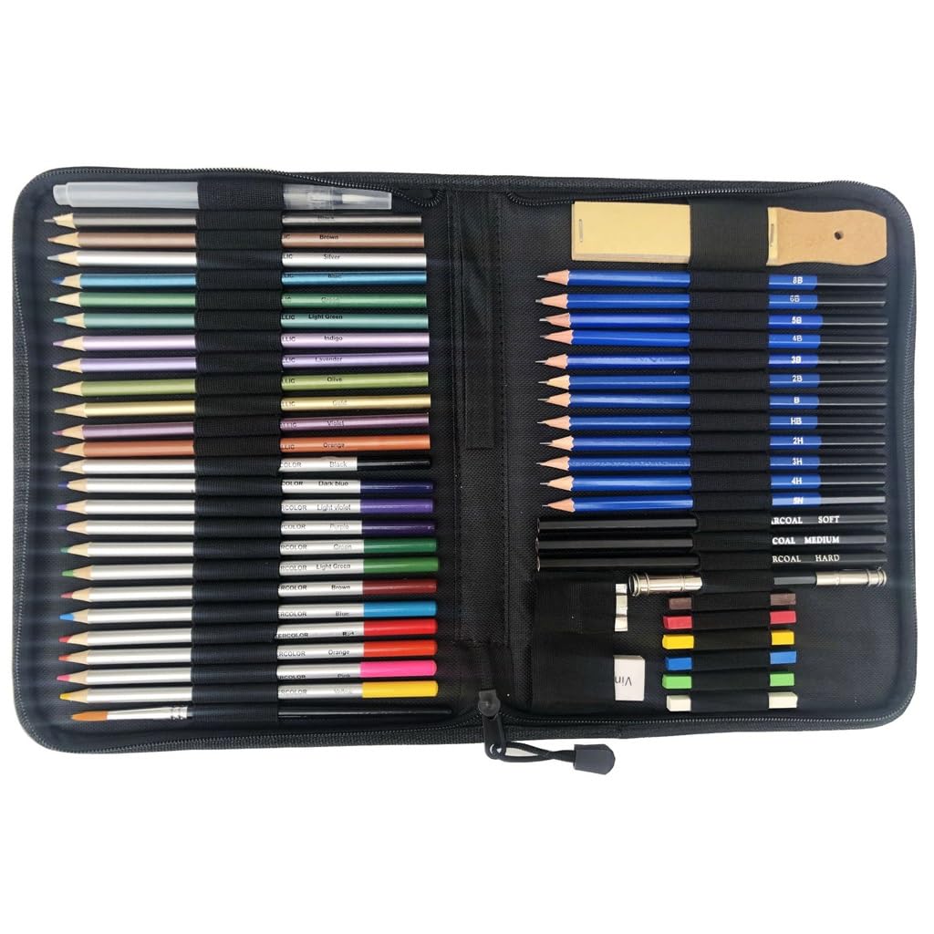 Lápices de dibujo artístico y herramientas de pintura con plomo de color