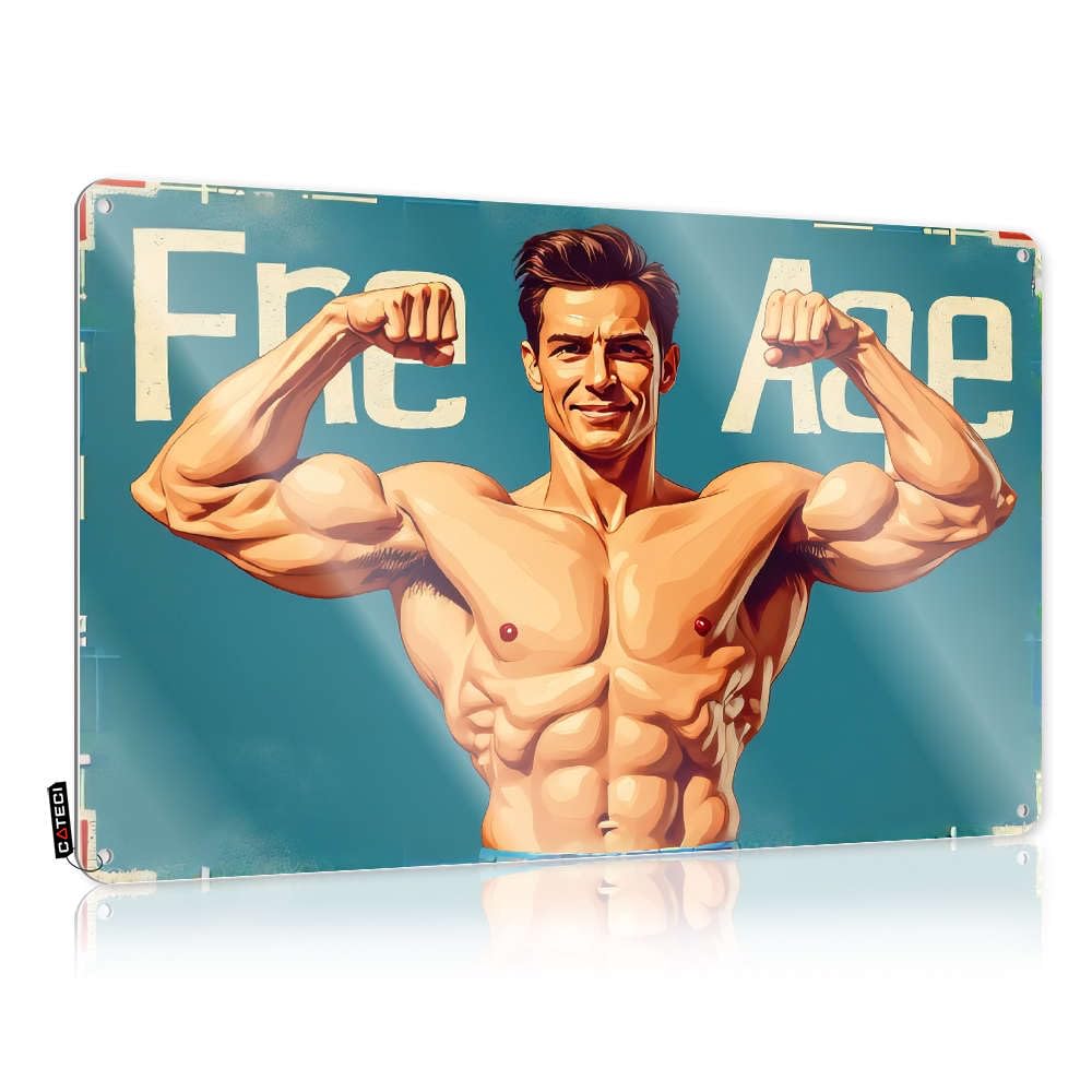 Metal Tin Sign Dorm Rules Decor Rust-proof & Funny Desk Vintage - Free Age: Flex Your Strength! For Motivational Wall | Western Spurs