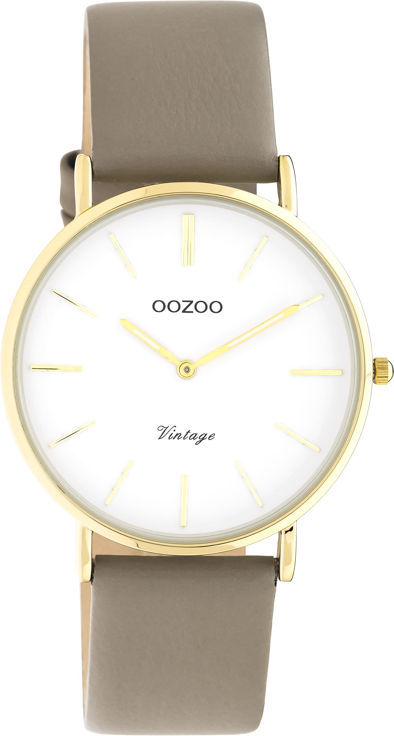 Oozoo Orologio vintage da donna – Orologio da polso da donna con cinturino in pelle 18 mm – analogico da donna, tortora/oro, cinghia