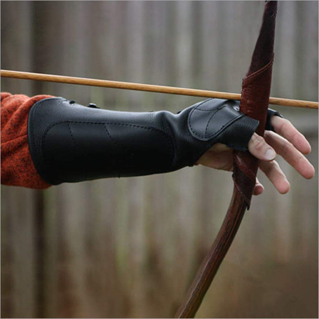 GNHG Armatura Medievale – Bracciale In Pelle Regolabile Per Tiro Con L’Arco E Cosplay (Nero)