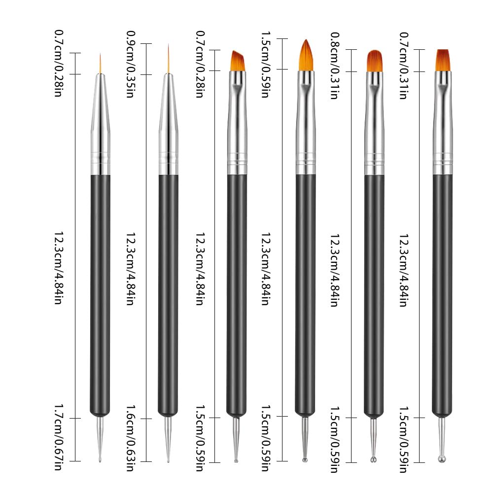 6-Piece Nail Art Brushes Double-Ended Manicure Tools Design Pen Set for Nail Care — view 2