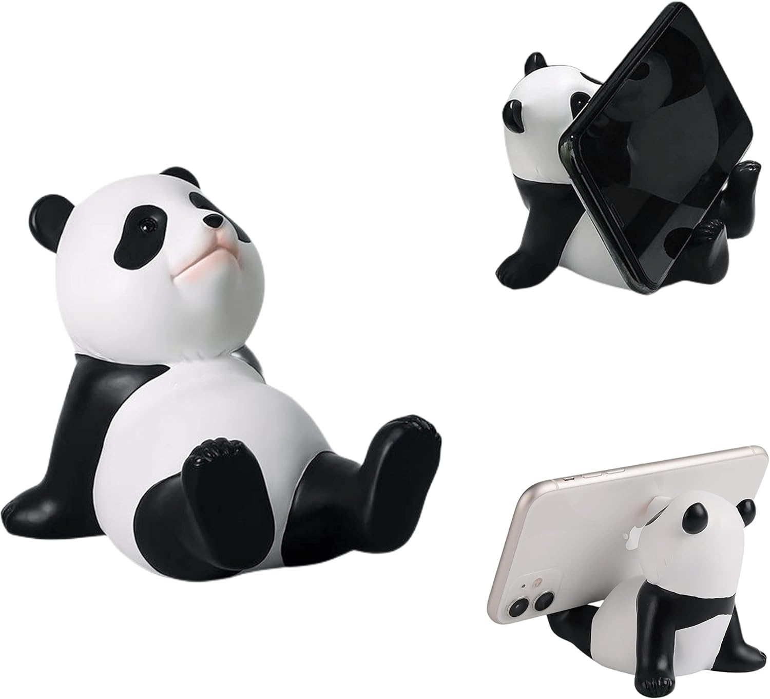 Kawaii Phone Stand for Desk,Adjustable Compatible with Smartphones and Tablets,Cute Panda Smartphone Stand,Kawaii Room Decor Aesthetic (White)