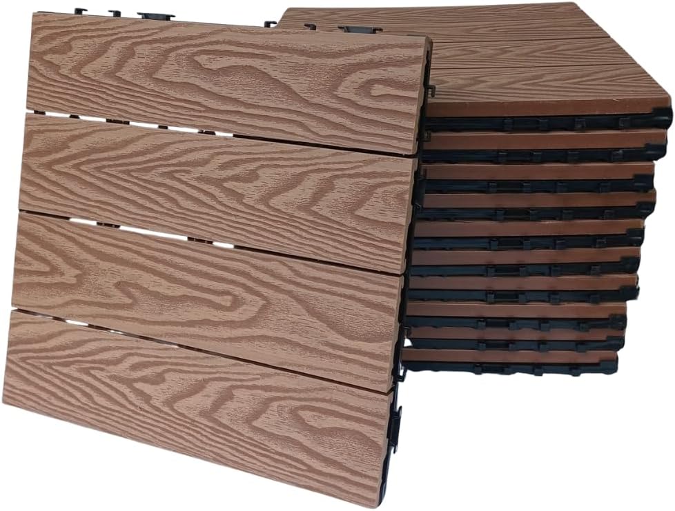 Piastrelle Esterne WPC 30x30 cm Incastro - Naturale