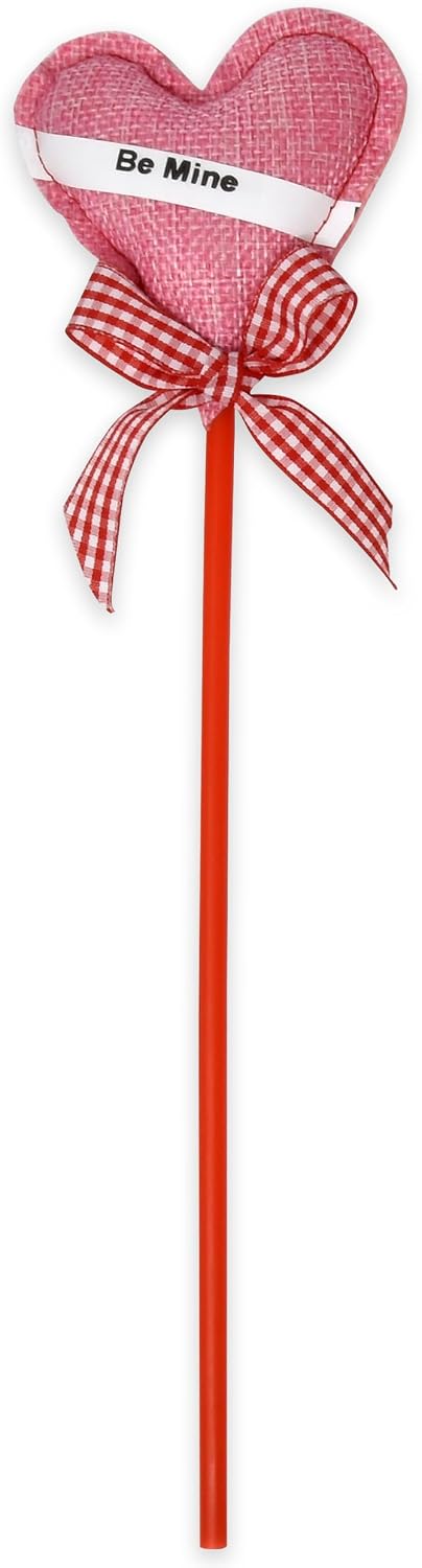 Gift Boutique - Valentine's Day Heart Picks Plush Shaped Hearts On Sticks Set Of 8 Valentine Love Floral Pick Centerpiece Arrangement Vase Filler