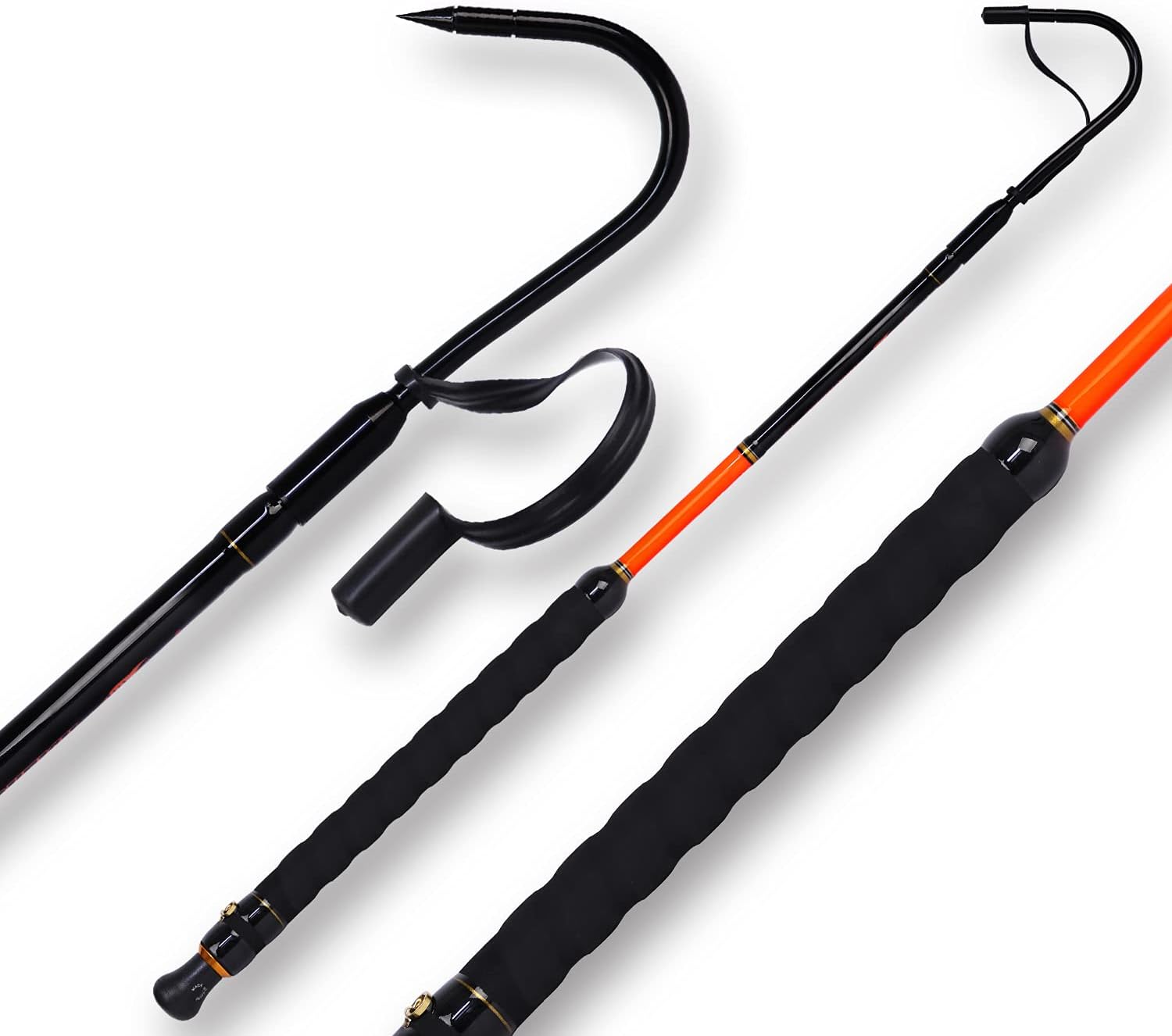 Fiblink Fishing Gaff with Stainless Steel Hook Fiberglass Pole Non-Slip Grip Handle Hook Gaff (3’& 5’& 6’& 7', 66 lb Test)