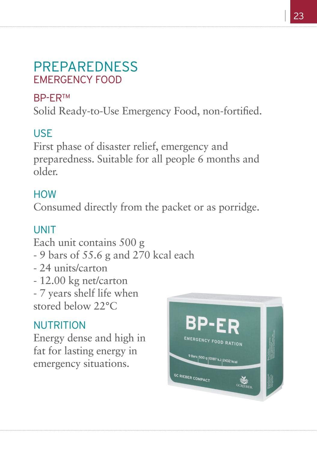 Bp-Er Ration D'Urgence | Boîte De 24 X 500 G Nourriture Longue Durée Prête À Être Consommée Immédiatement.