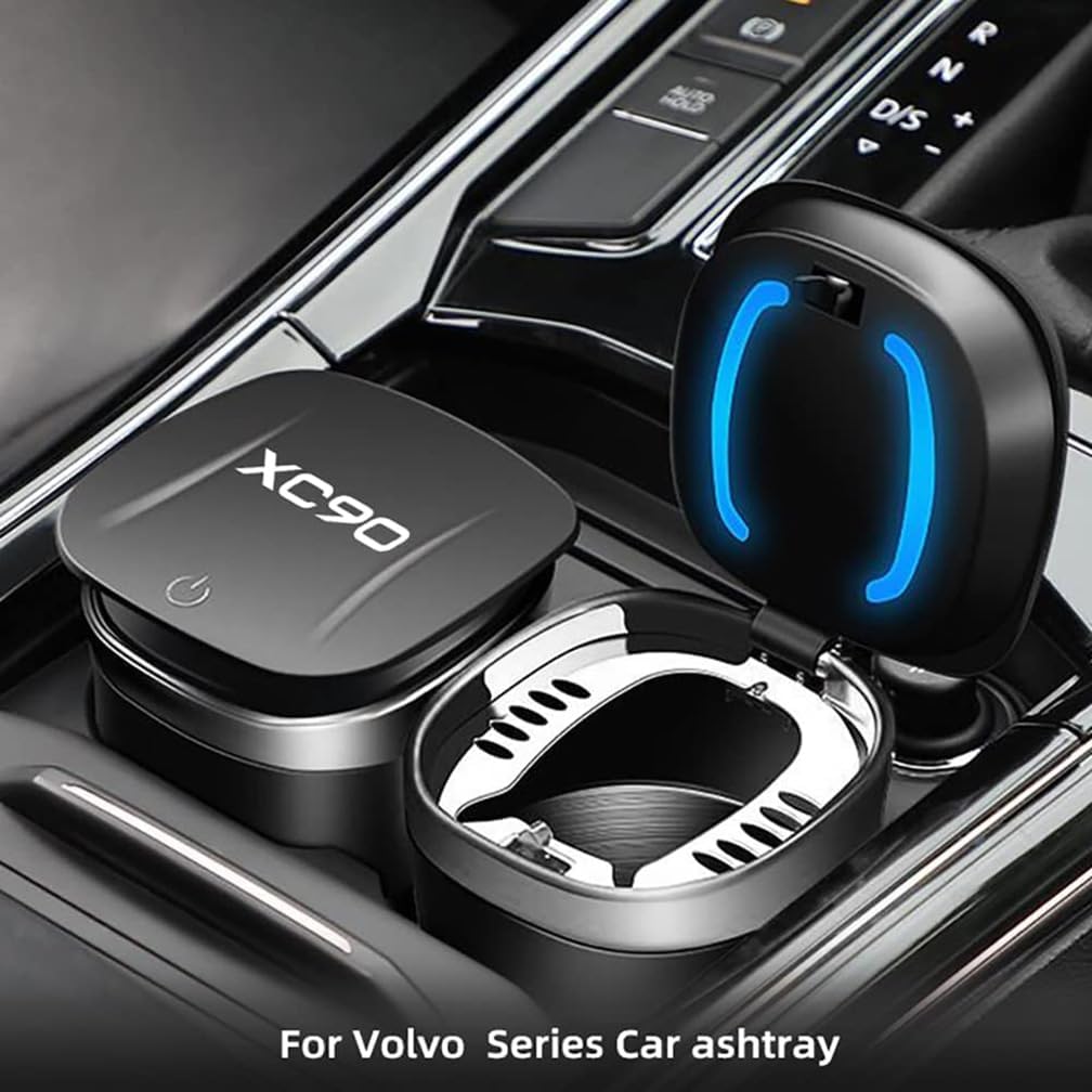 Car Ashtrays, for Volvo Xc40 Xc 60 Xc70 Xc90 S40 S60 S80 S90 V40 V50 V60 Portable Travel Detachable Smokeless Self Extinguishing Cigaretteashtray, Auto Accessories,L