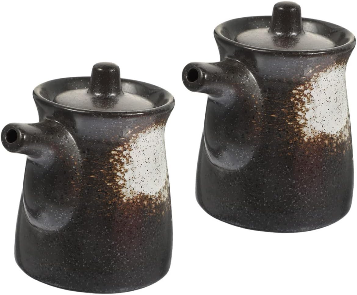 Garneck Soy Sauce Dispenser Ceramic Vinegar Bottle Set: Japanese Style Sauce Container for Oil Dressing Chili Vinegar Tabletop Kitchen Dining Condiment Serving