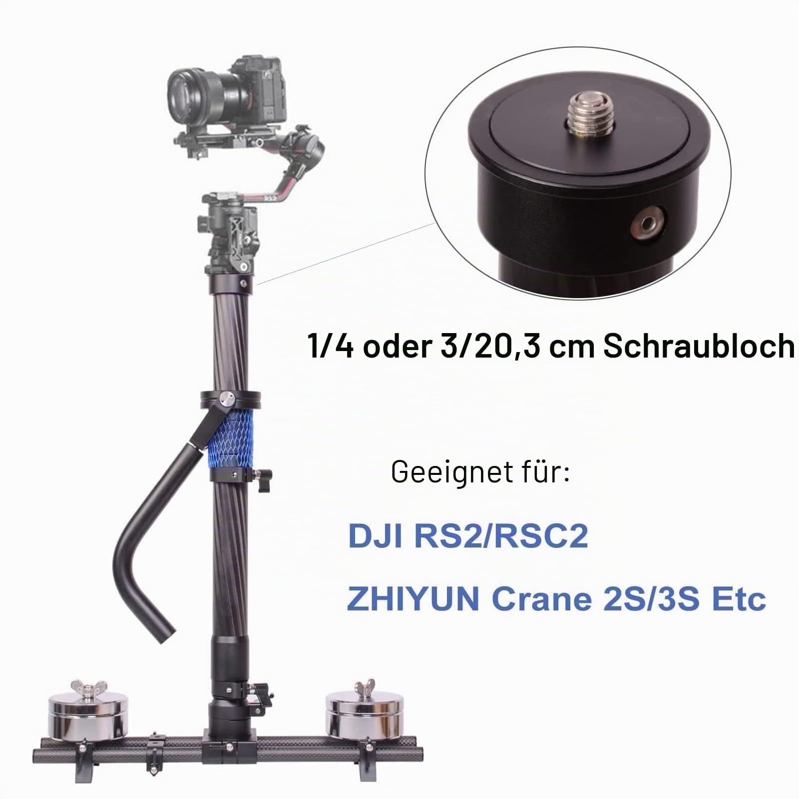 DF DIGITALFOTO Thanos Pro II Stützweste Steadicam System für Crane 3s RS 2/RSC 2 Gimbal mit Drehbarem Einbeinstativ, Kompatibel mit Allen Gimbals mit 1/4 oder 3/8 Zoll Schraubenloch