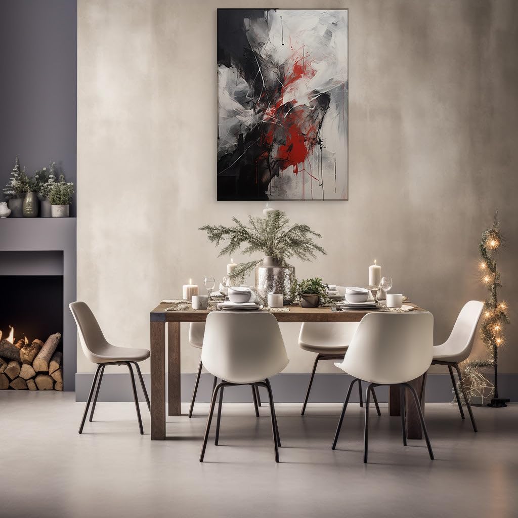 Canvas for Living Room. Unleashing Vitality in Monochrome A Symphony of Contrast and Energy in Abstract Art, 27 x 18 inch Canvas Wall Art - Contemporary Masterpieces - Modern Home Decor
