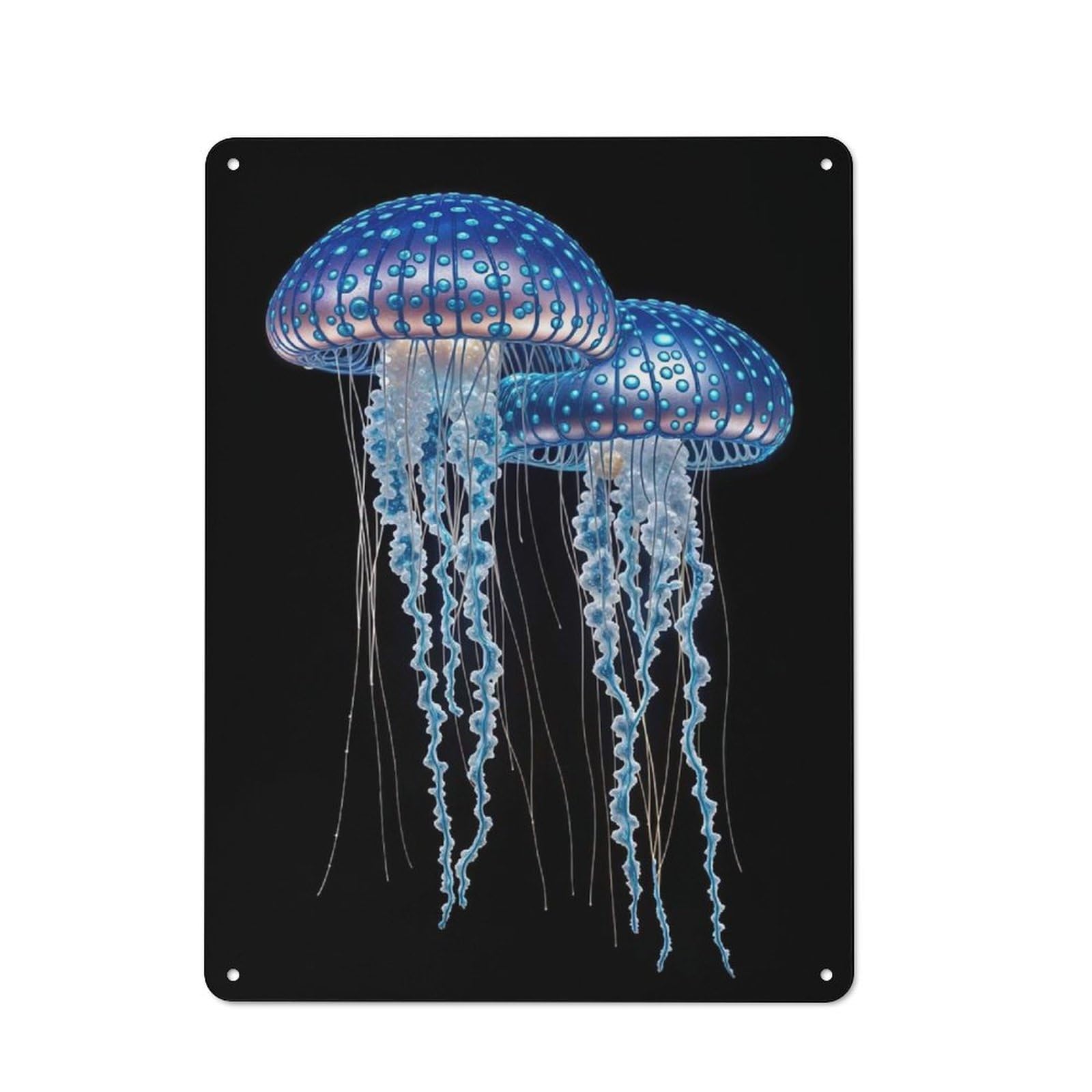 Tin Wall Plaque 40x30cm with Jellyfish Couple for Home Office Or Studio, New Home Wall Decor for Home Office Decor Fans