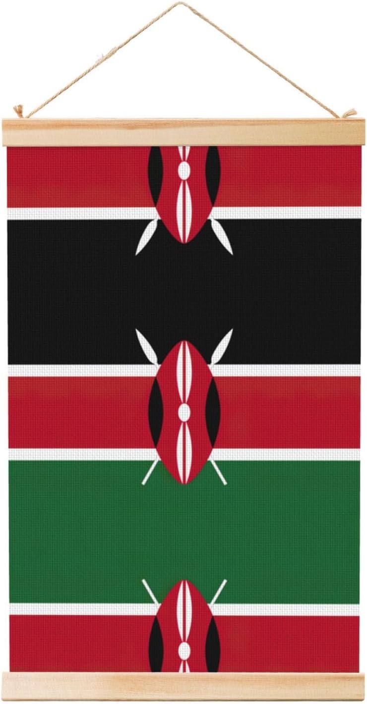 Flag Of Kenya Print Poster Hanger,Hanging Poster, Poster Frame,Wood Poster Hanger, For Wall Hanging