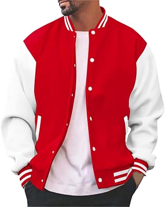 Men Varsity Jacket Winter Fashion Button Long Sleeve Coat Causal Slim Fit Cotton Letterman Baseball Bomber Jackets