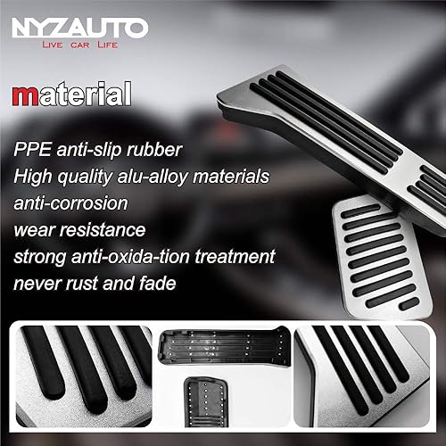 Miniatura 4 de NYZAUTO Kit de almohadillas de pedal de rendimiento antideslizante compatible con Mazda 2 3 6 CX3 CX5 CX9 sin perforación de aluminio y acelerador