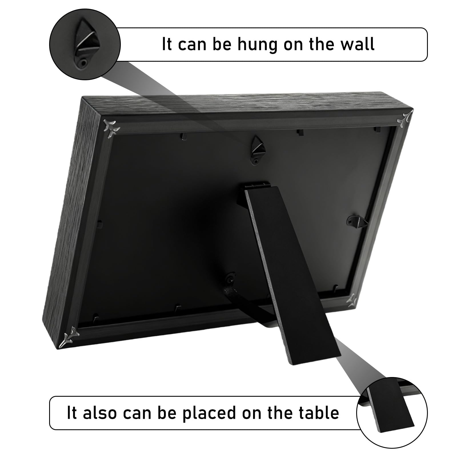 GBKDQQ Cornice per display CD, Display Disc, CD Box vetro autentico e copertina dell'album con formatura in legno per display da parete e da tavolo (nero)