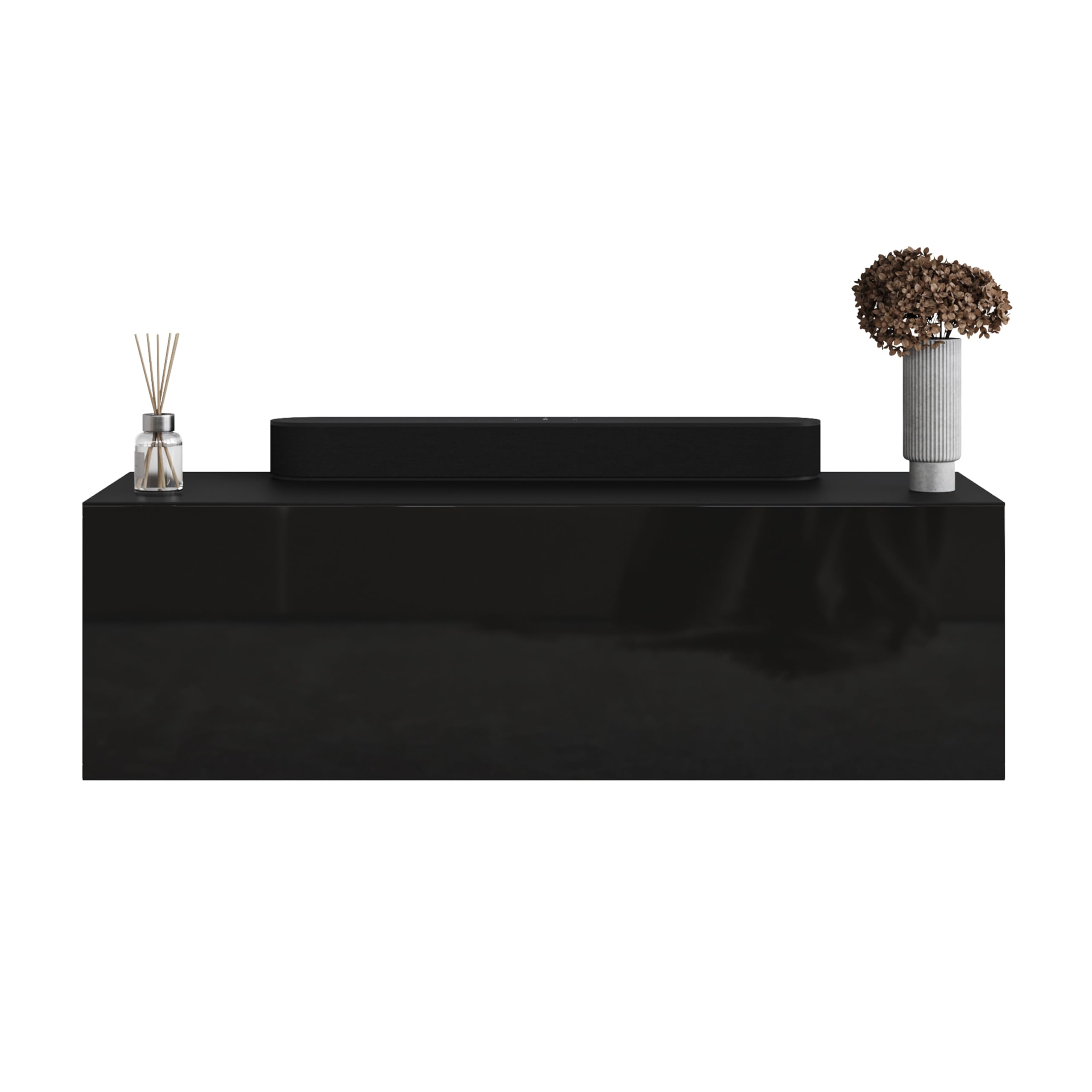 Planetmöbel - Mobile da ingresso, 2 x 100 cm, nero. pannello da parete 50 cm, rovere dorato/antracite, specchio da 50 cm (senza LED), 32,5 x 100 x 37,8 cm (A x L x P)
