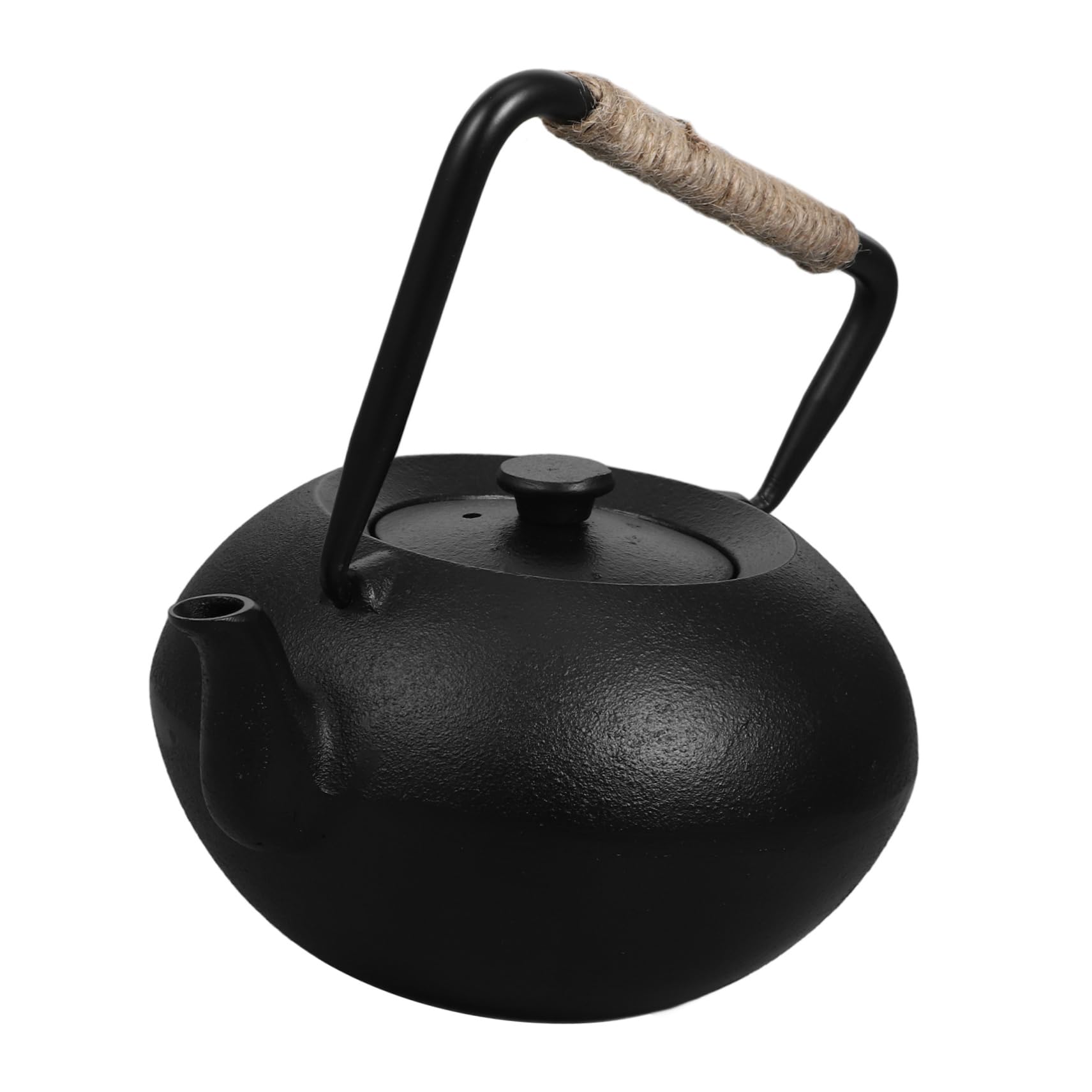 Teiera in Ferro 600ml con Manico per Infuso Tè Sfuso | Colore Nero, Filtro per Foglie Incluse, Adatta a Campeggio e Cucina, Stile Giapponese