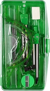 GRFIT Math Compass Professional Compass Portable Precision Protractor Drawing Triangle Eraser Compasses Set Math Eraser Ruler for Students School Supplies Compass Set Color C