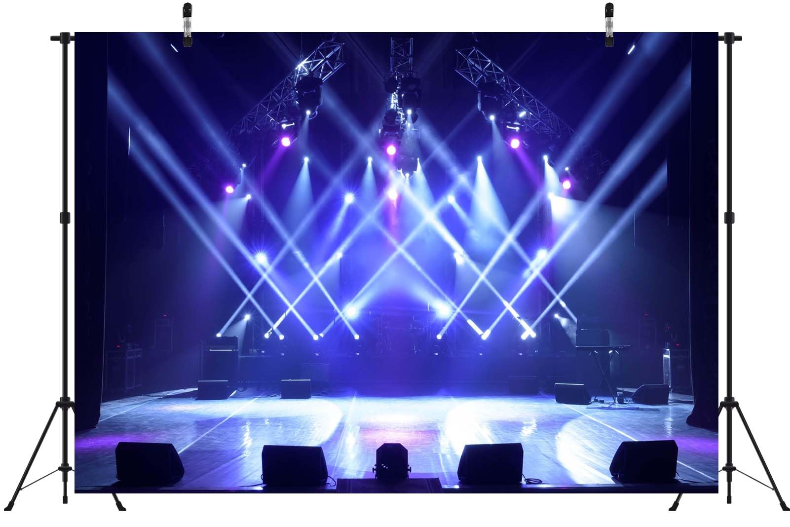 BELECO 4.6x2.5m Sfondo in tessuto Palco musicale | Palco concerto fari blu viola spettacolo gruppo rock sfondo festa musica dj shooting studio foto