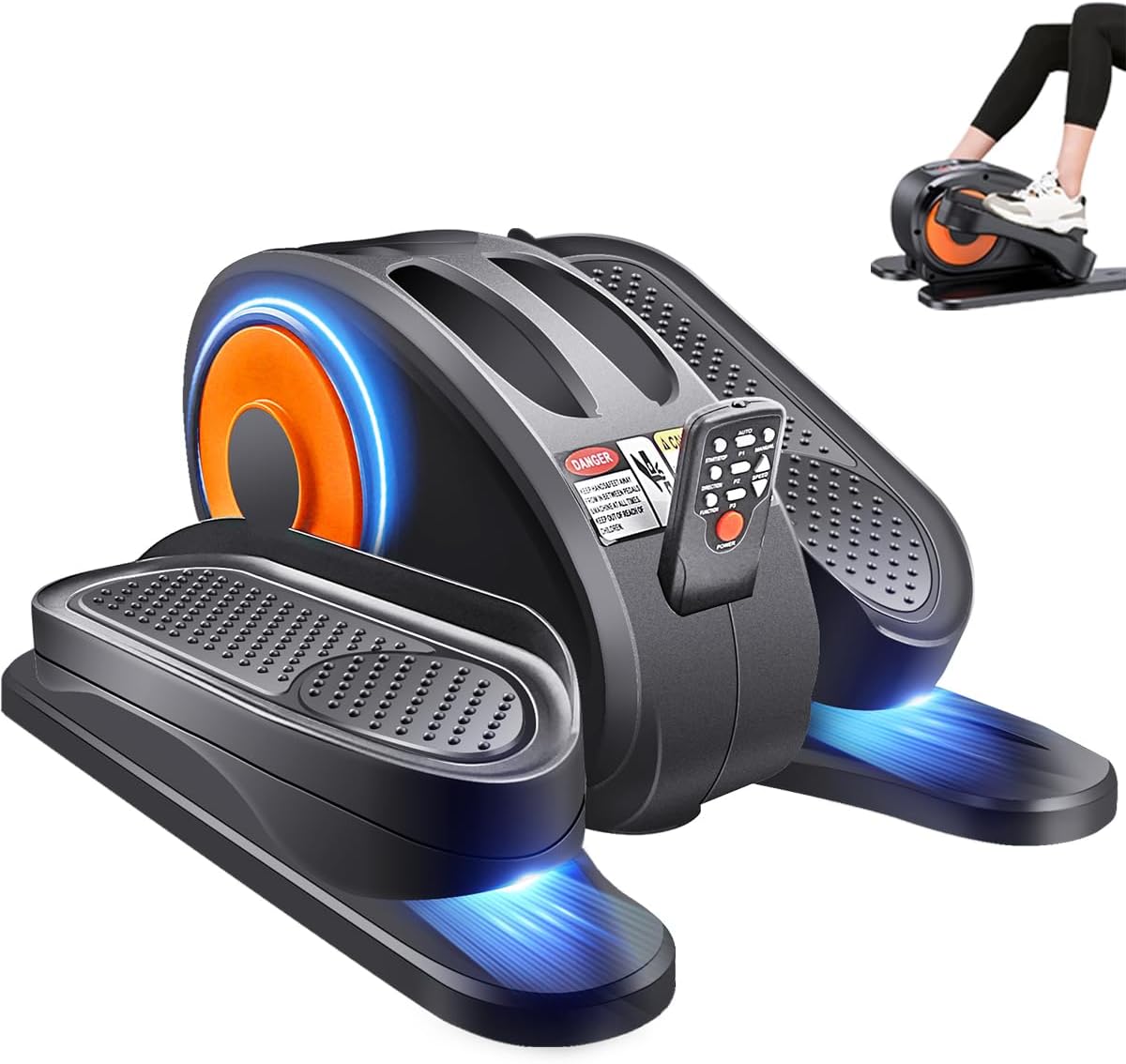 ESL Under Desk Elliptical – Portable Leg Exerciser for Seniors, Compact Seated Elliptical with Remote Control, LCD Display Electric Elliptical Trainers