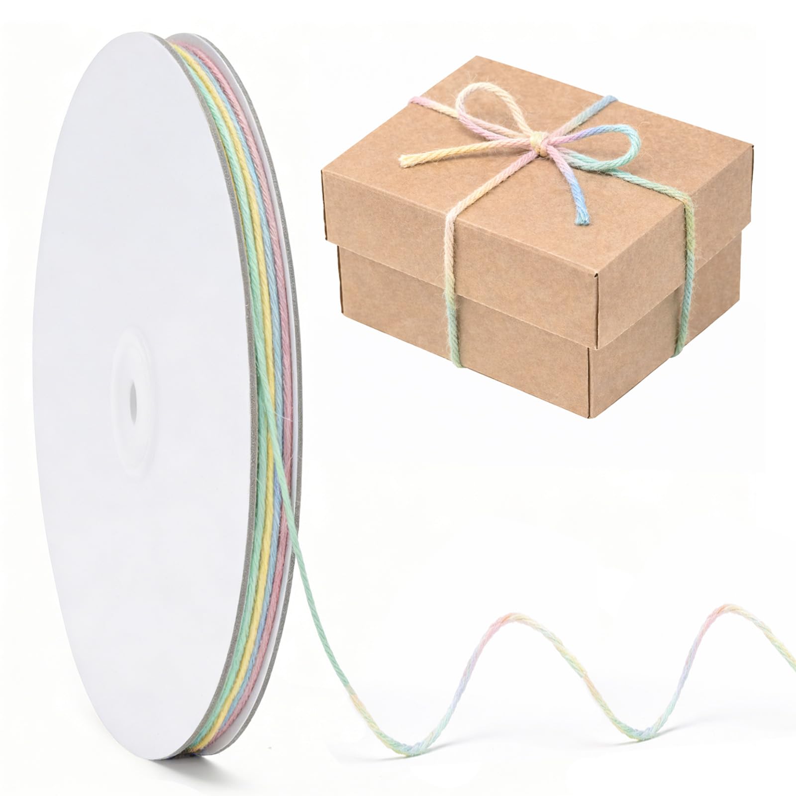 jijAcraft Pastel Jute Twine String: 2mm x ﻿100m Jute Craft String, 3-Ply Natural Garden Twine for Gift Wrapping, DIY Crafts, Valentine's Day, Wedding, Birthday, Baby Shower Decorations — image 1