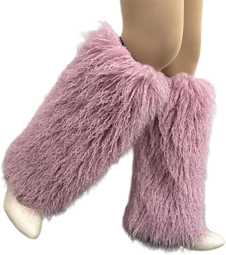 Women Fall Winter Furry Leg Warmers Calf Socks Cuffs Solid Color Fuzzy Plush Foot Warming