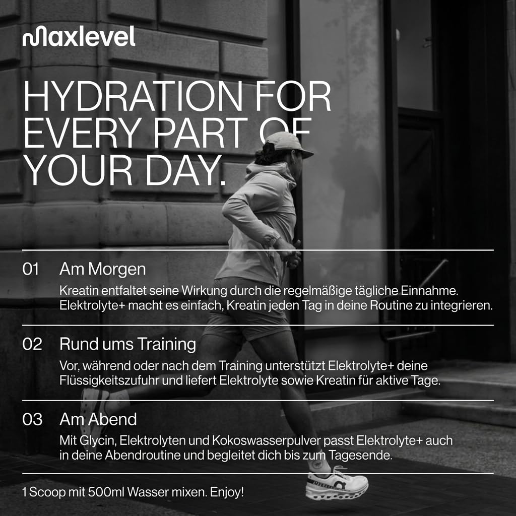 Maxlevel Electrolyte+ Pressed Lemon, Premium Elektrolyte Pulver mit Kreatin