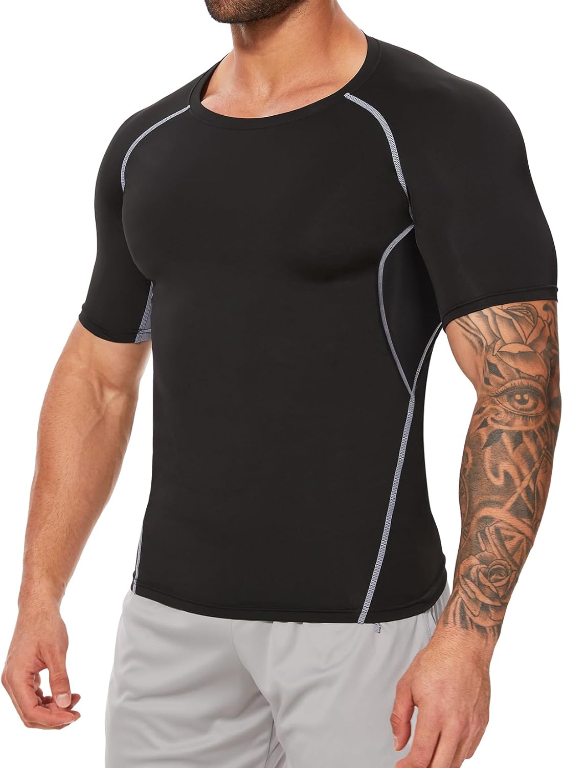 MISS MOLY Mens Short Sleeve Compression Shirt Cool Dry Gym Top Workout T-Shirt Athletic Base Layer Sport Undershirt