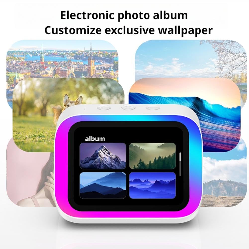 Altoparlante Bluetooth intelligente AI con grande schermo - Display HD, assistente vocale AI, design multifunzionale (bianco)