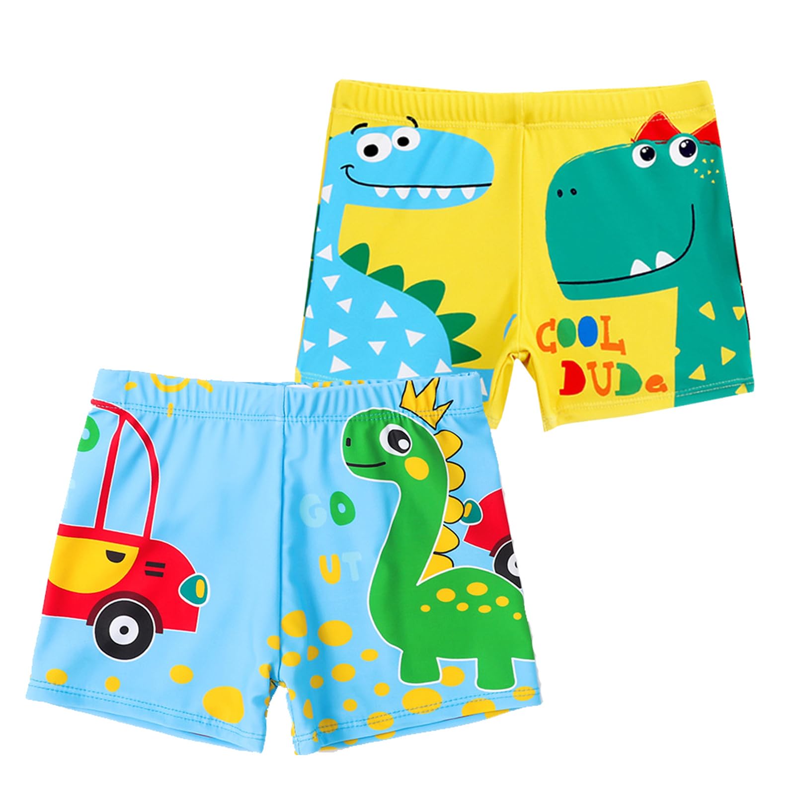 NautySaurs Pack de 2 Pantalones Cortos de baño para niños de 2 a 11 años Traje de baño para niños con Dinosaurios