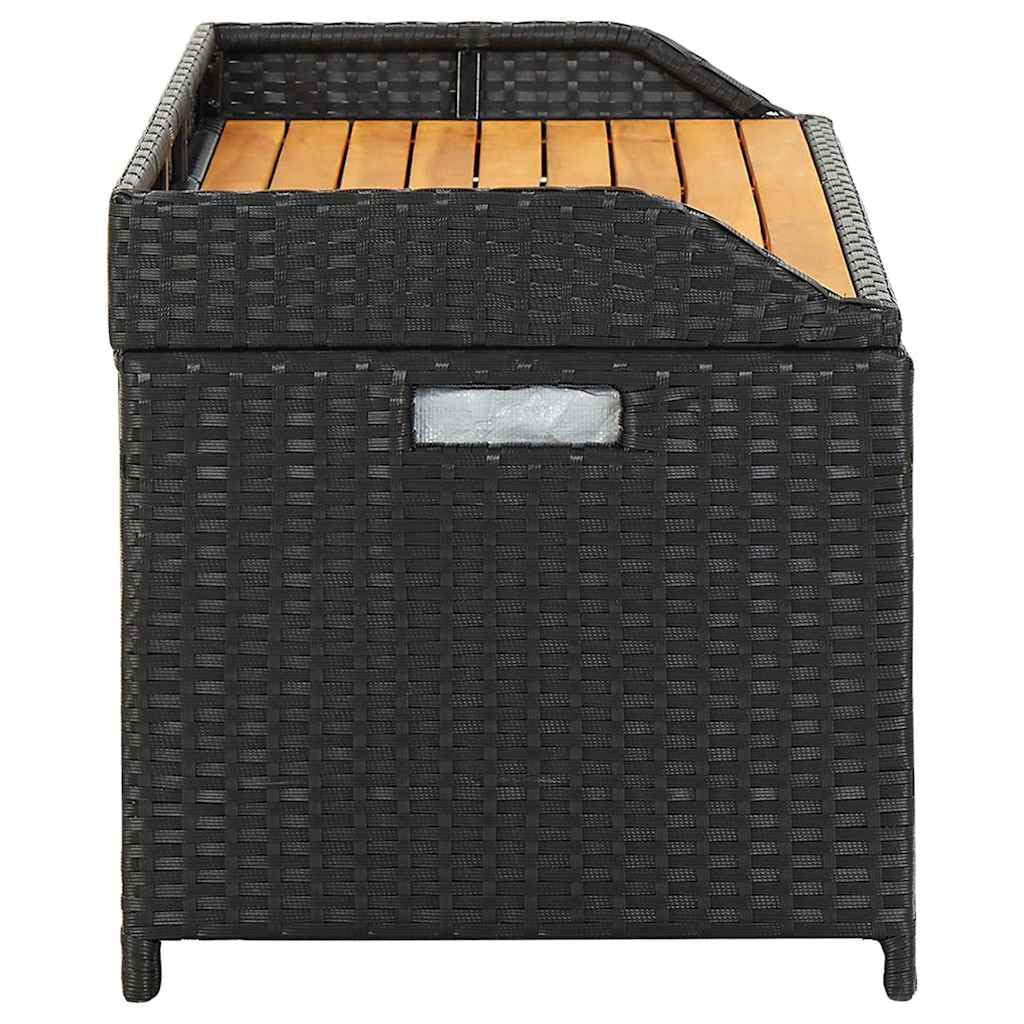 Panca da giardino con vano portaoggetti, 120 cm, in polyrattan e legno di acacia, resistente alle intemperie, robusta, salvaspazio, per esterni, balcone, terrazza, veranda