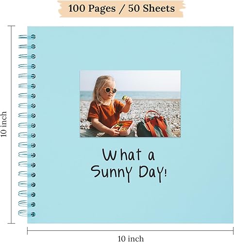 Vista 133 de Álbum de recortes de 8 x 8 pulgadas, álbum de recortes de papel kraft de tapa dura, álbumes de fotos, 40 páginas, perfecto para fotos de 4 x 6 / 5 x