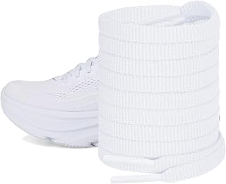 Stripe Shoelaces for Hoka Clifton, Bondi, Rincon, Skyflow Sneakers | 1/4"(6mm) Flat Shoe Laces Replacement Strings for Running Sneakers