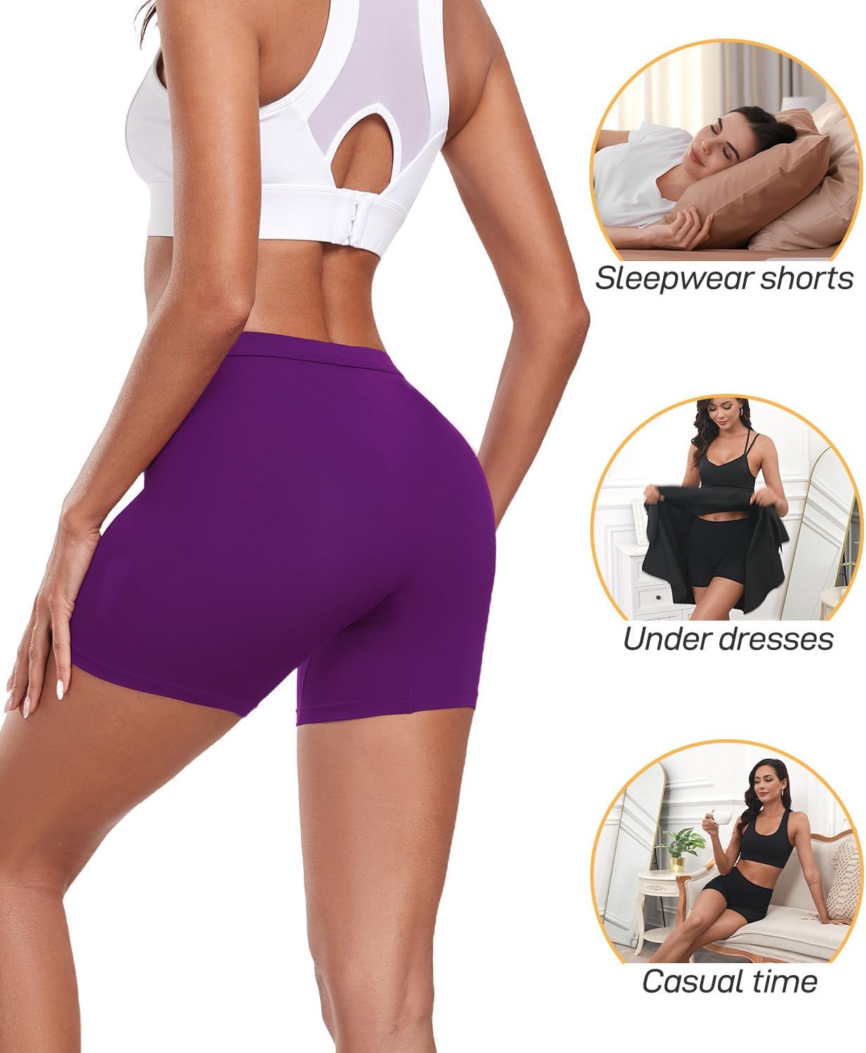 wirarpa Women's Modal Boy Shorts Panties Soft Microfiber Boxer Briefs Underwear 4 Pack - Image 5