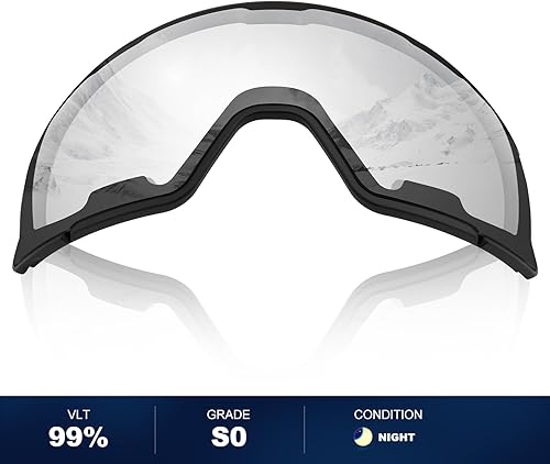 Miniatura 2 de Odoland Juego de gafas de esquí magnéticas intercambiables con 2 lentes, protección UV antivaho, gafas de nieve para hombres y mujeres