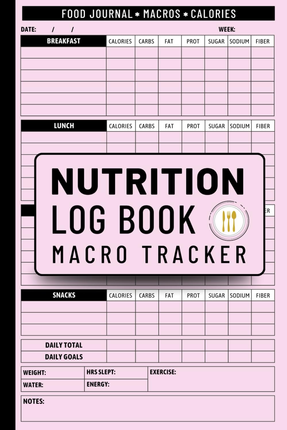 Nutrition Log Book Macro Tracker: Daily Food Intake & Calorie Counter Book for Weight Loss