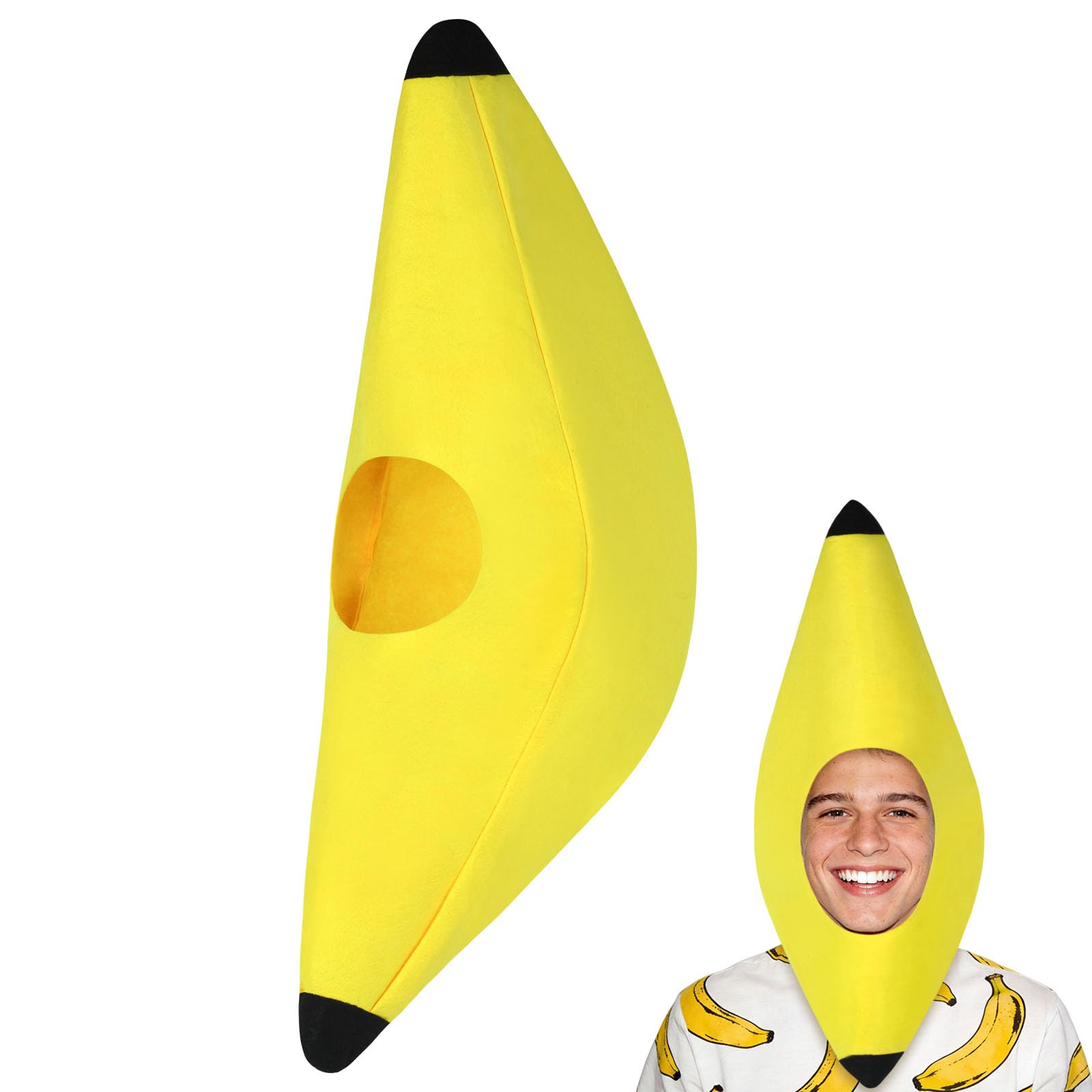 AYBUY Banana Hat, Funny Yellow Banana Hat, Novelty Cosplay Headwear, Unisex Bananas Costume Great for Stag Nights Pub Crawls, Halloween, Photo Props, Yellow Hats Accessory(Style C) — image 1