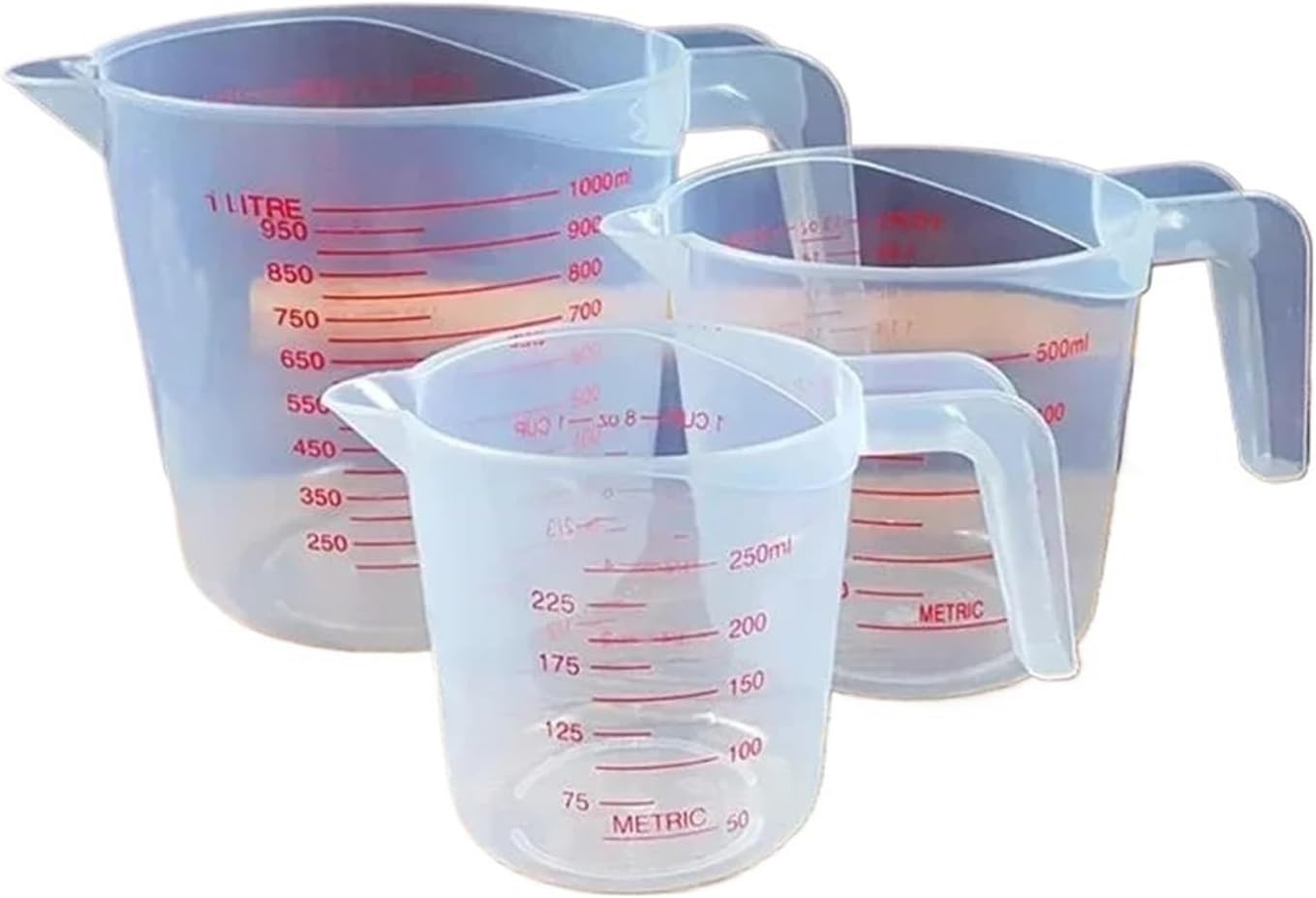 3Pcs Kits Baking Liquid Measuring Cups PVC Scale Cup Plastic Measuring Volume Beaker Kitchen Baking Tools