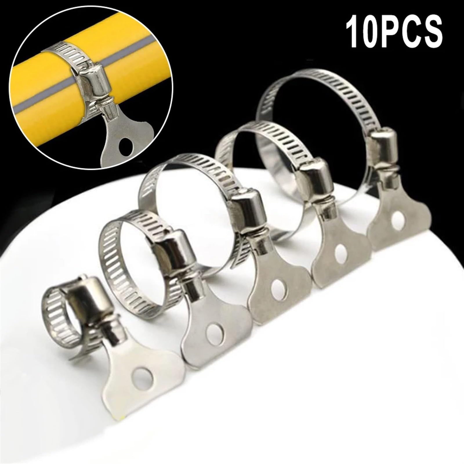 Kit de Colliers de Serrage, Colliers de Serrage réglables en Acier Inoxydable, Lot de 10, Plusieurs Tailles(25-38mm)