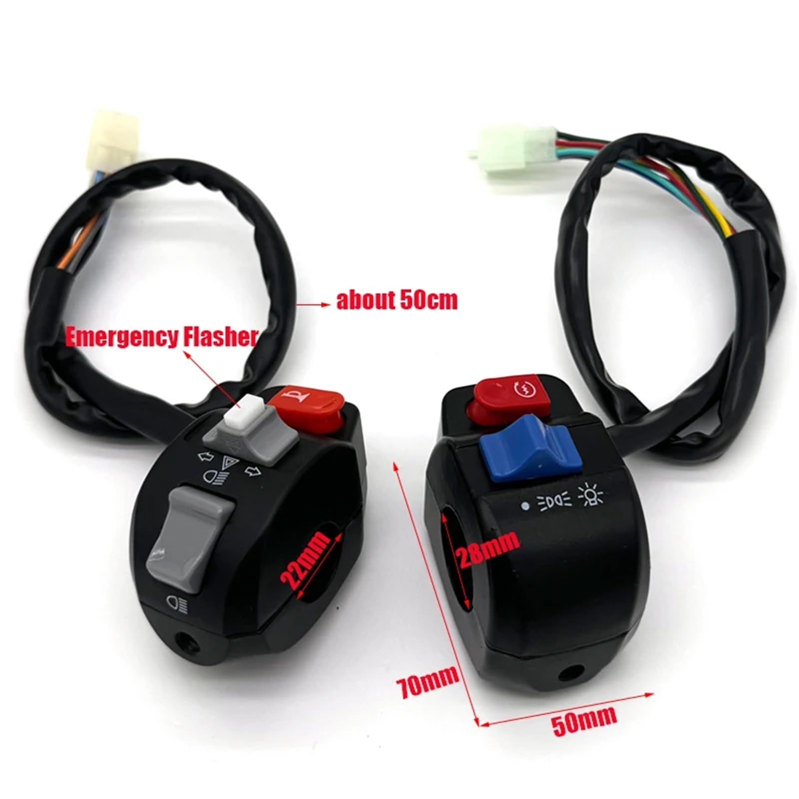 Interruptor Bocina SeñAl Interruptores De Barra Manillar Motocicleta Luz Antiniebla Intermitente Emergencia Bocina Señal Giro Botón Controlador Manillar Arranque Eléctrico 22mm Y 7/8"