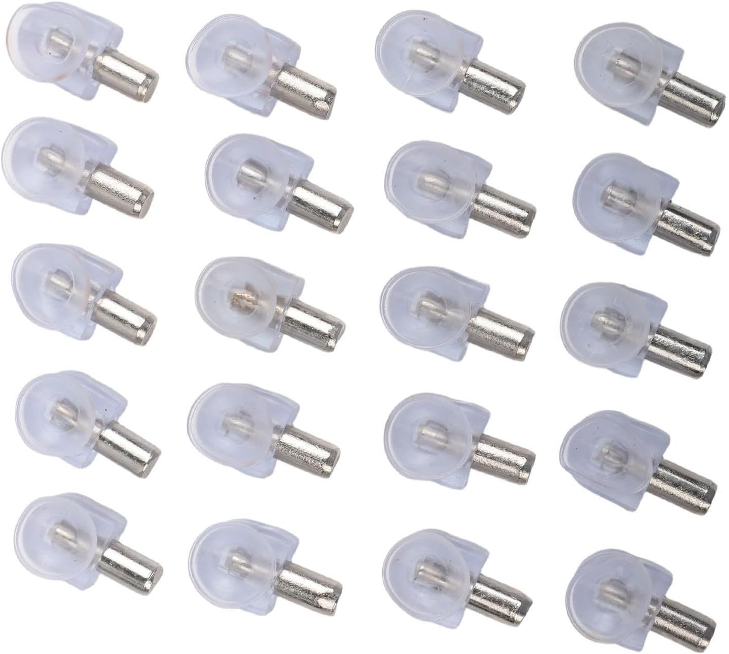20 Pack Shelf Support Pins 6mm with Suction Cup Design for Glass and Wooden Boards, Iron Cabinet Bracket Studs with Rubber Tips, Adjustable Shelving Hardware