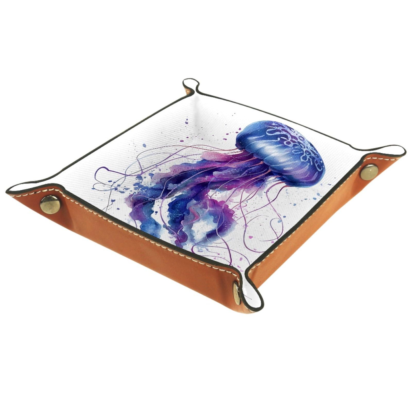 VAPOKF Jellyfish Portable Folding Dice Rolling Tray, Microfiber Leather Dice Holder for Dice Games Like RPG, DND and Other Table Games