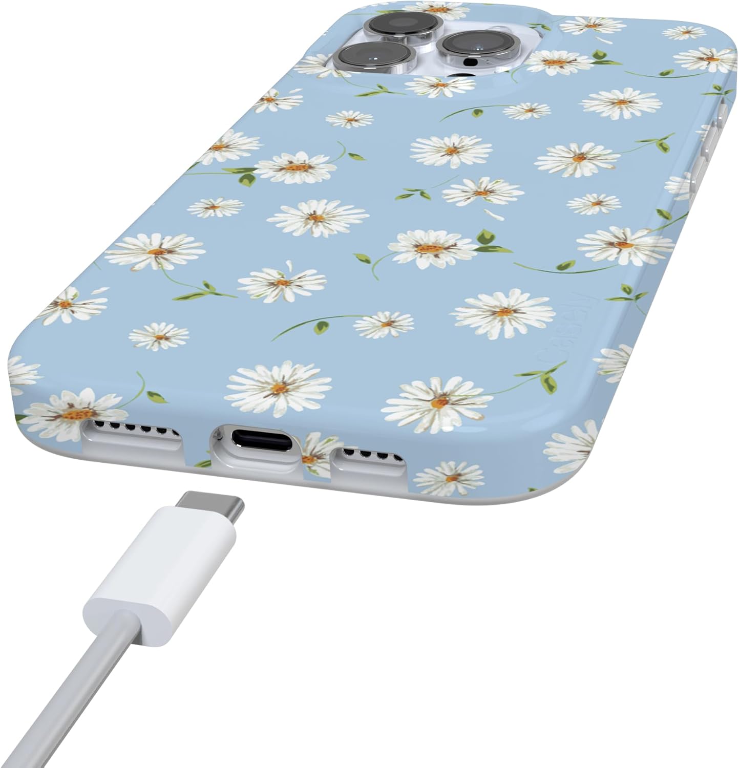 Casely iPhone 16 Pro Case | Daisy Daydream | Baby Blue Floral | Compatible with MagSafe | Classic Ultra Slim Design
