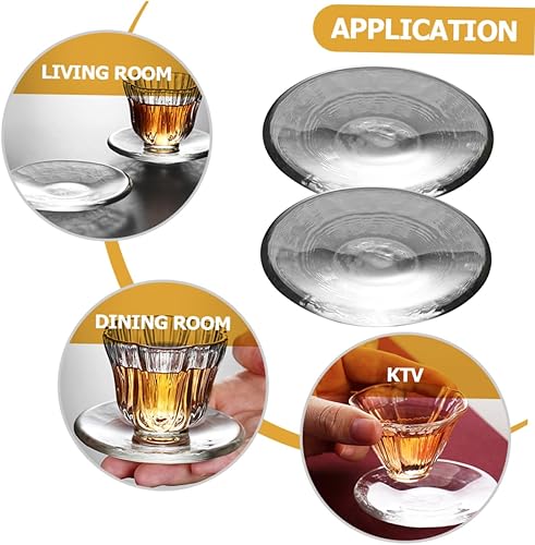Miniatura 4 de SHOWERORO Plato de vidrio para café, posavasos transparentes, platillo transparente, plato para servir platos pequeños, platos de vidrio, platos de