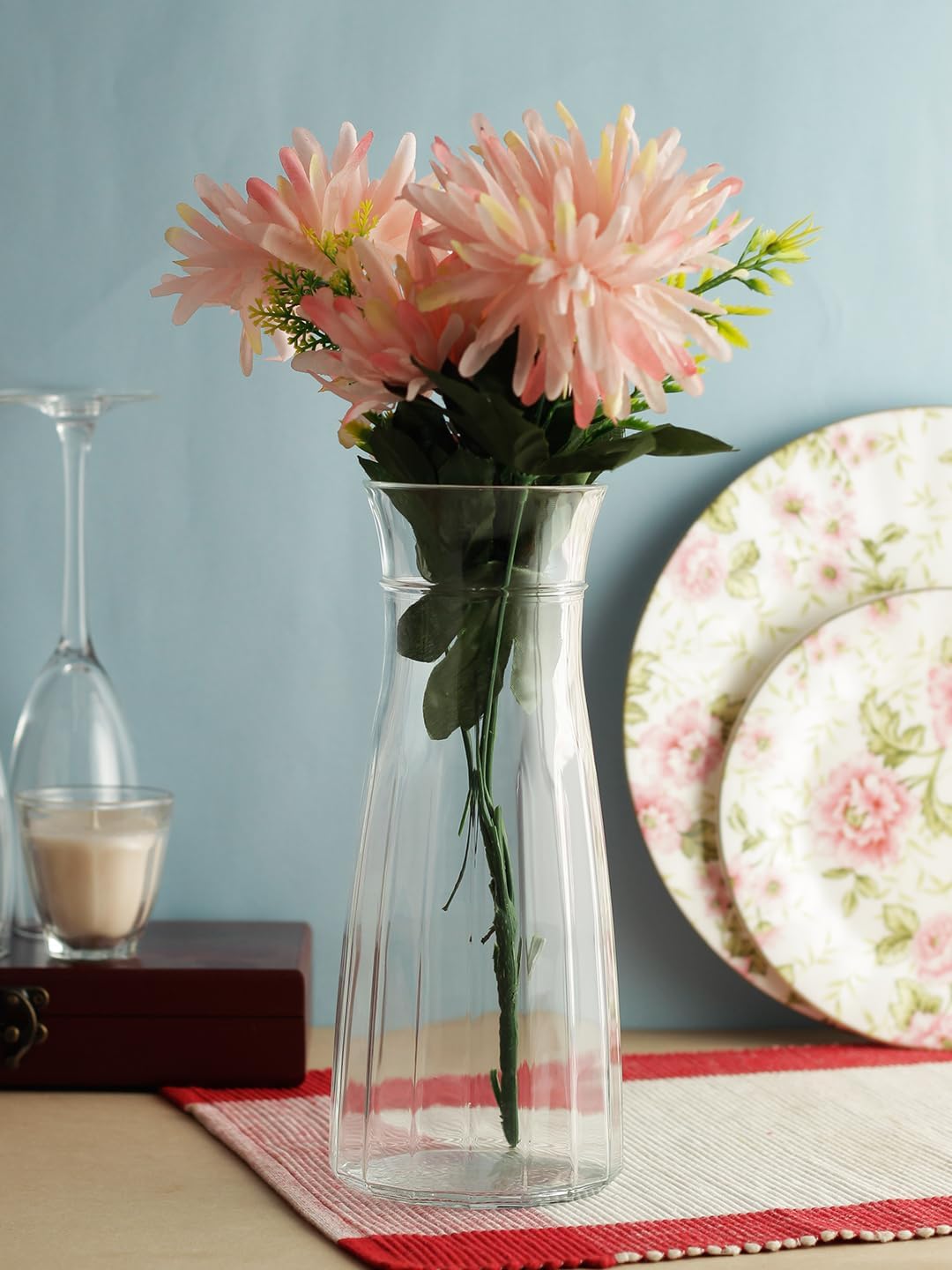 Glass Flower Vase (24 cm, Clear)