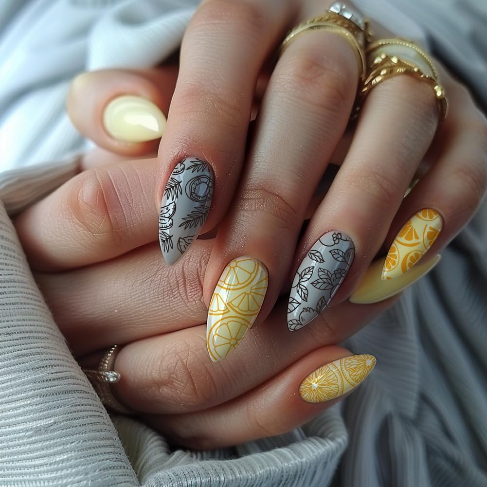 PH PandaHall 45 Patterns Fruits Nail Art Stamping Plate, 3pcs Cute Nail Art Stencils Pinnapple Stawberry Nail Stamp Plate Stainless Steel Nail Image Plate for DIY Print Manicure Salon Nail Design