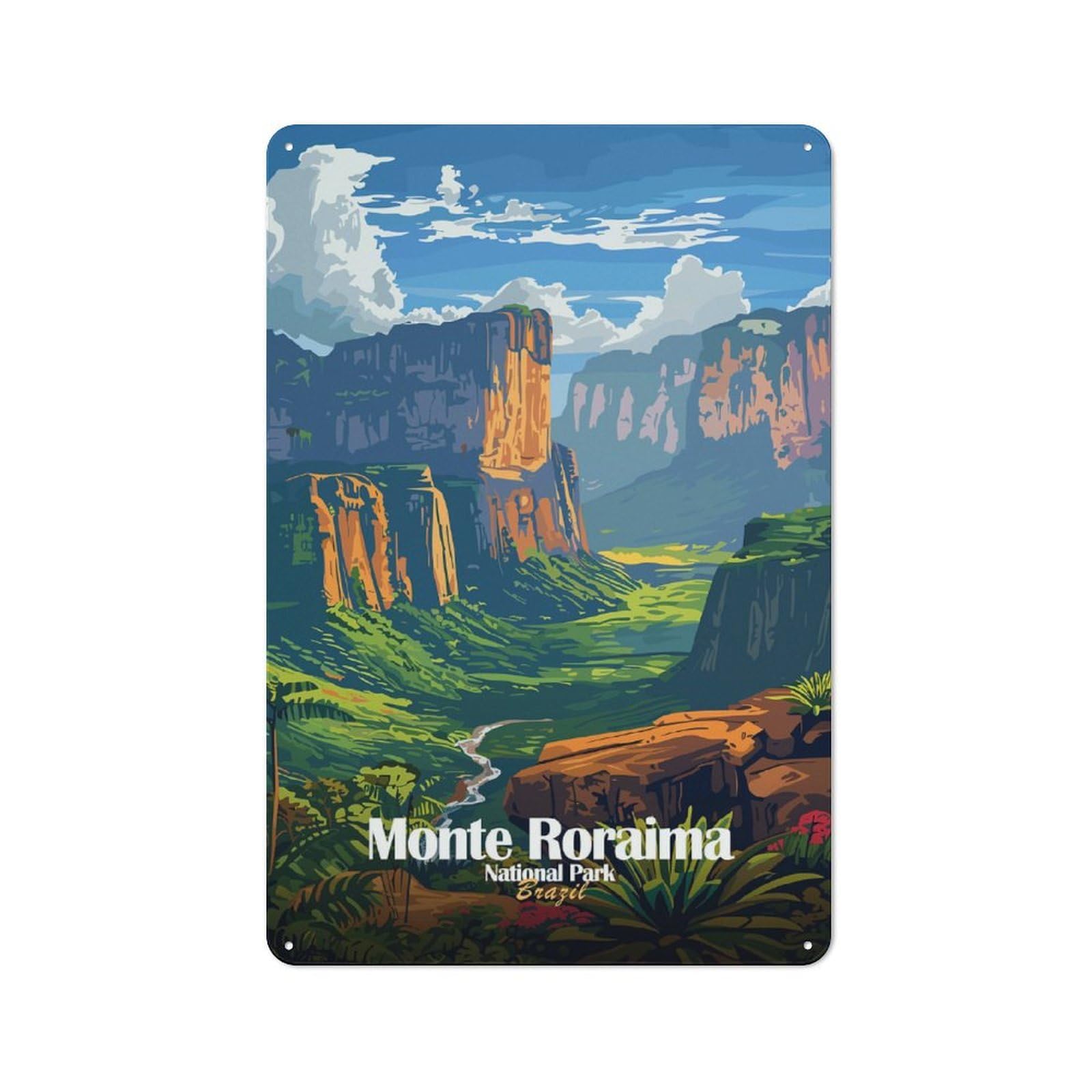 Junmoney Style-9 Monte Roraima National Park Brazil Rustic Tin Sign 30X20cm For Garden Room Or Summerhouse, For An Autumn Wall Display In Garden Room And Summerhouse
