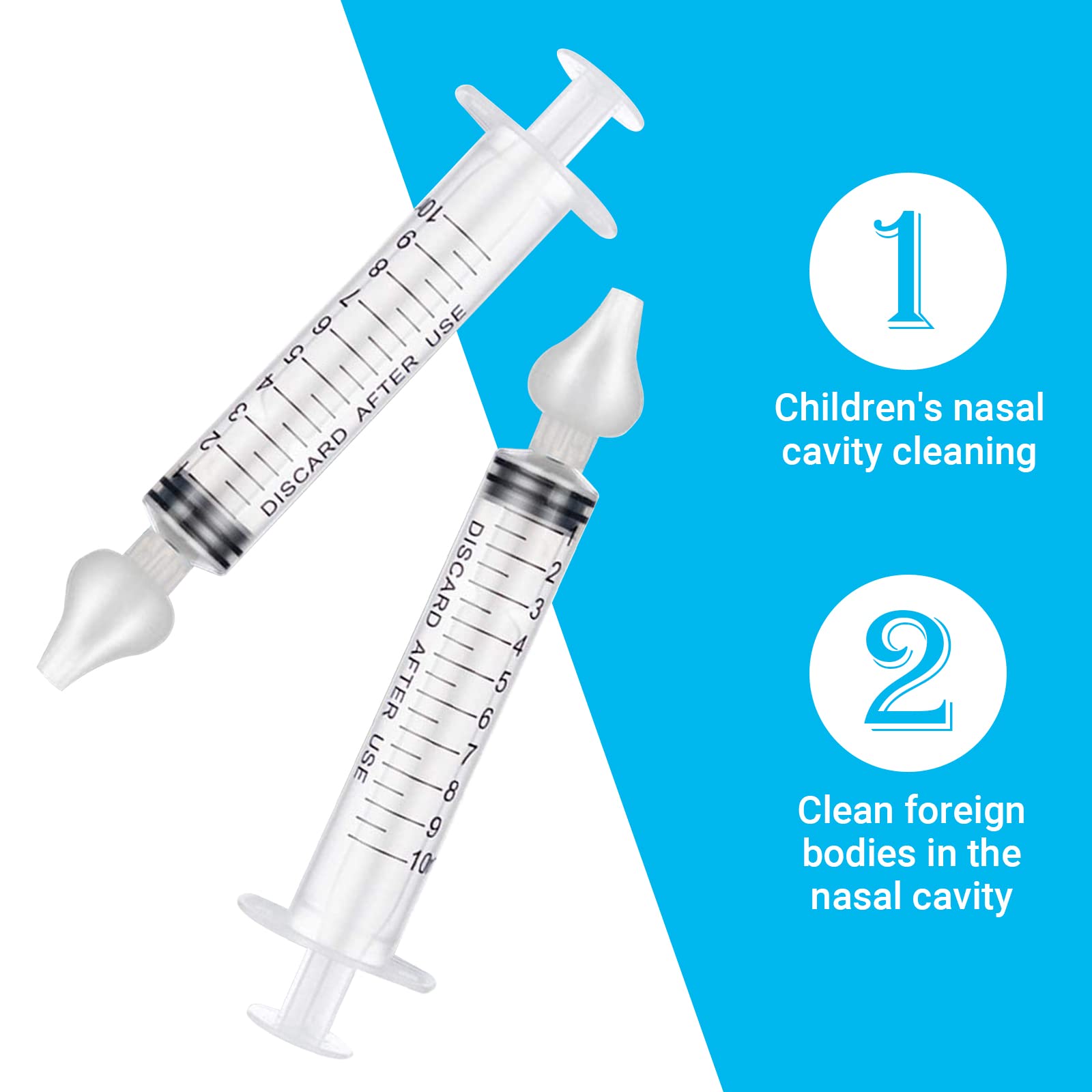 Irrigatore Nasale 2 Pezzi, Set per Bambini con Siringa e Punta di Aspirazione in Silicone Riutilizzabile