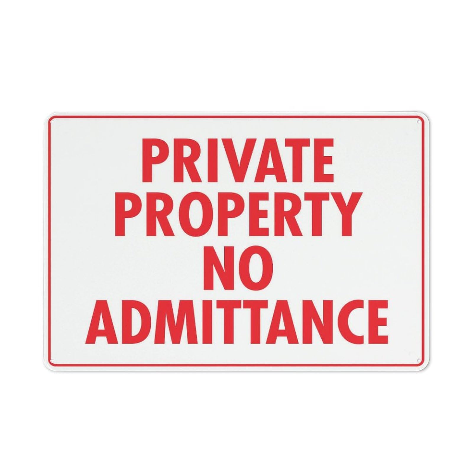 Private Property No Admittance Vintage 8"x12" Metal Tin Sign - Wall Art for Home Farmhouse, Bar, Cafe, Yard (Indoor/Outdoor Gift)
